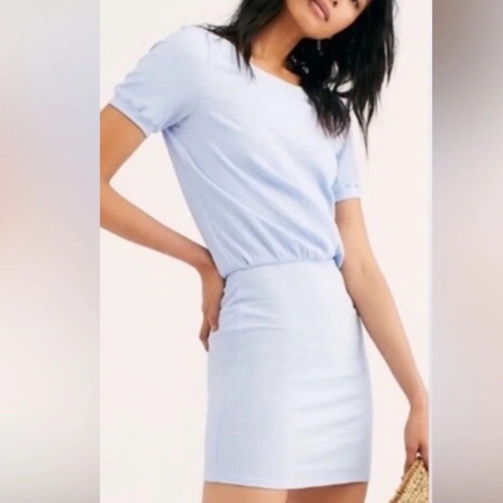 Free People Beach Blue Ribbed Open Back Dress - Picture 2 of 6